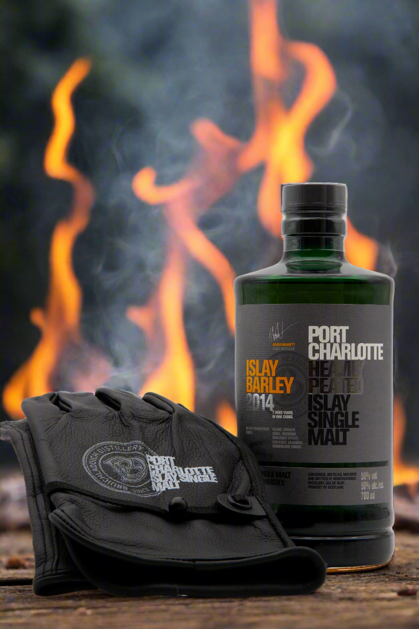 Port Charlotte Islay Barley 2014 + Branded Leather BBQ Gloves